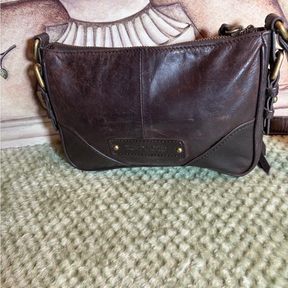Marc New York Rich Brown Vegan Leather Crossbody Bag